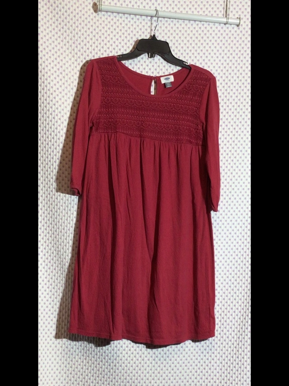Old Navy Magenta Girls' Lace Yoke Swing Dress